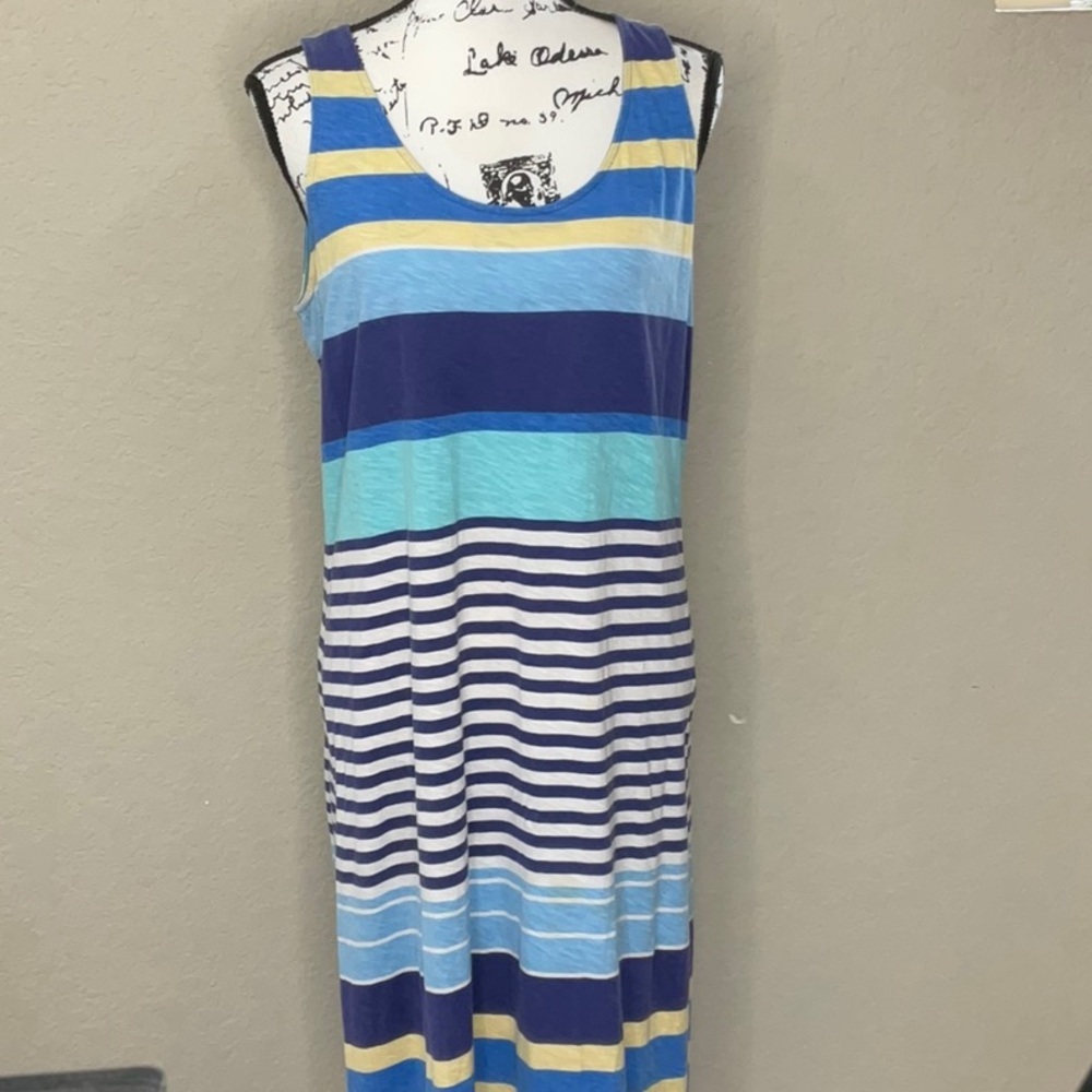Tommy Bahama Blue and Yellow Striped Maxi Dress